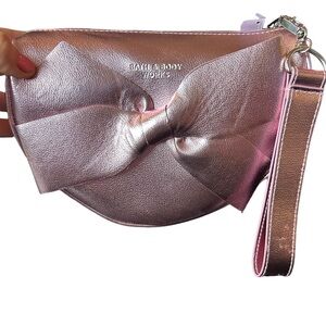 Bath and Body Works metallic Pink Clutch with Bow